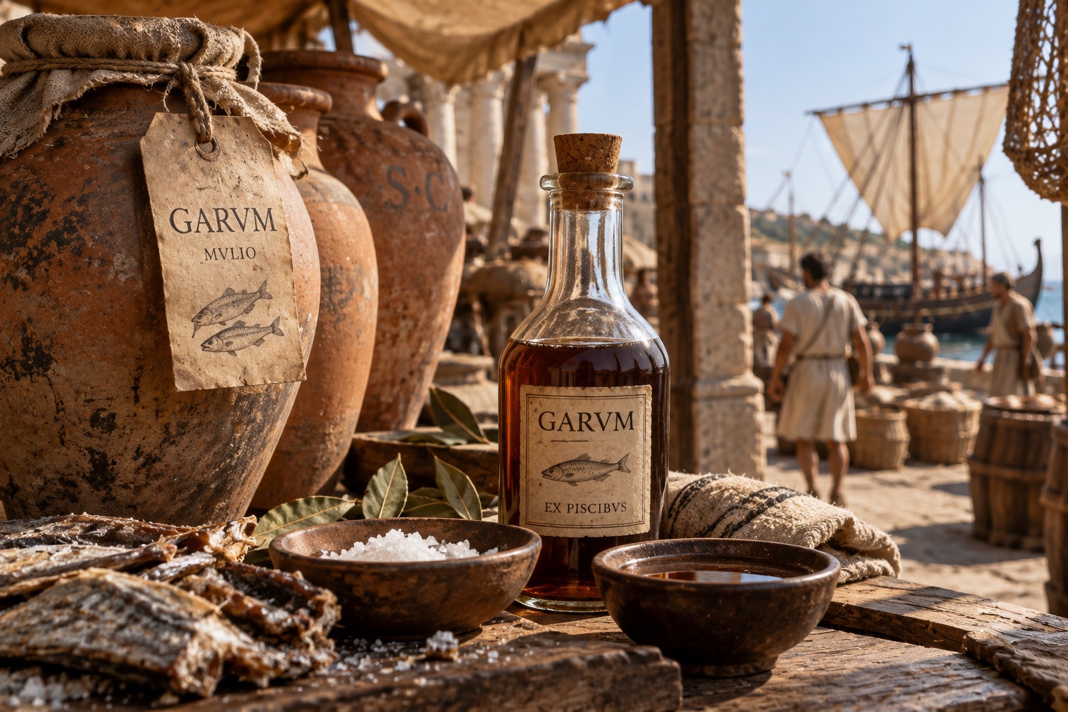 Recreación artística de una botella de garum